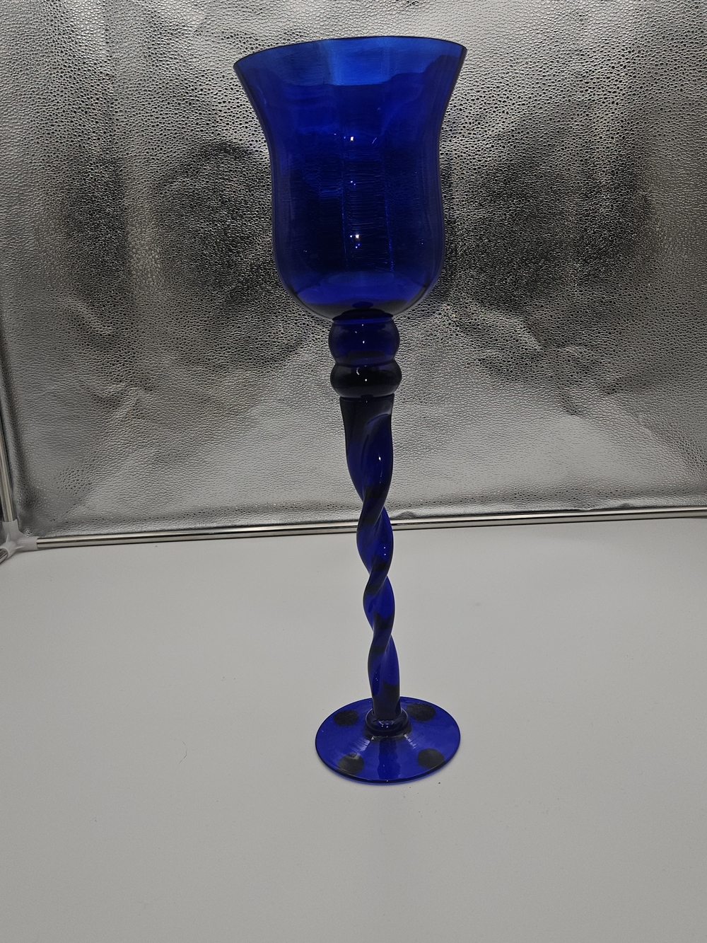 Cobalt Blue Twisted Stem Glass  - Unbranded